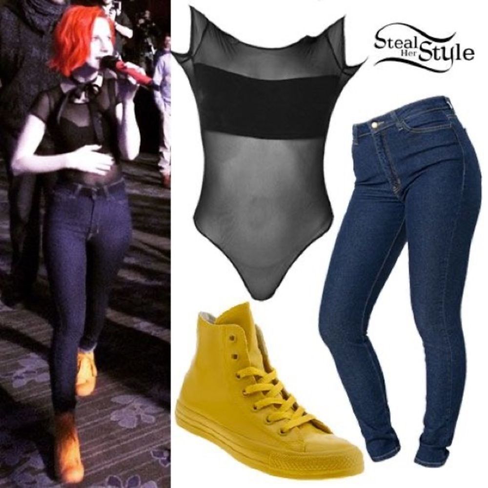 Iconic sheer bando Black Sheer Bodysuit ASO Hayley Williams Paramore xs